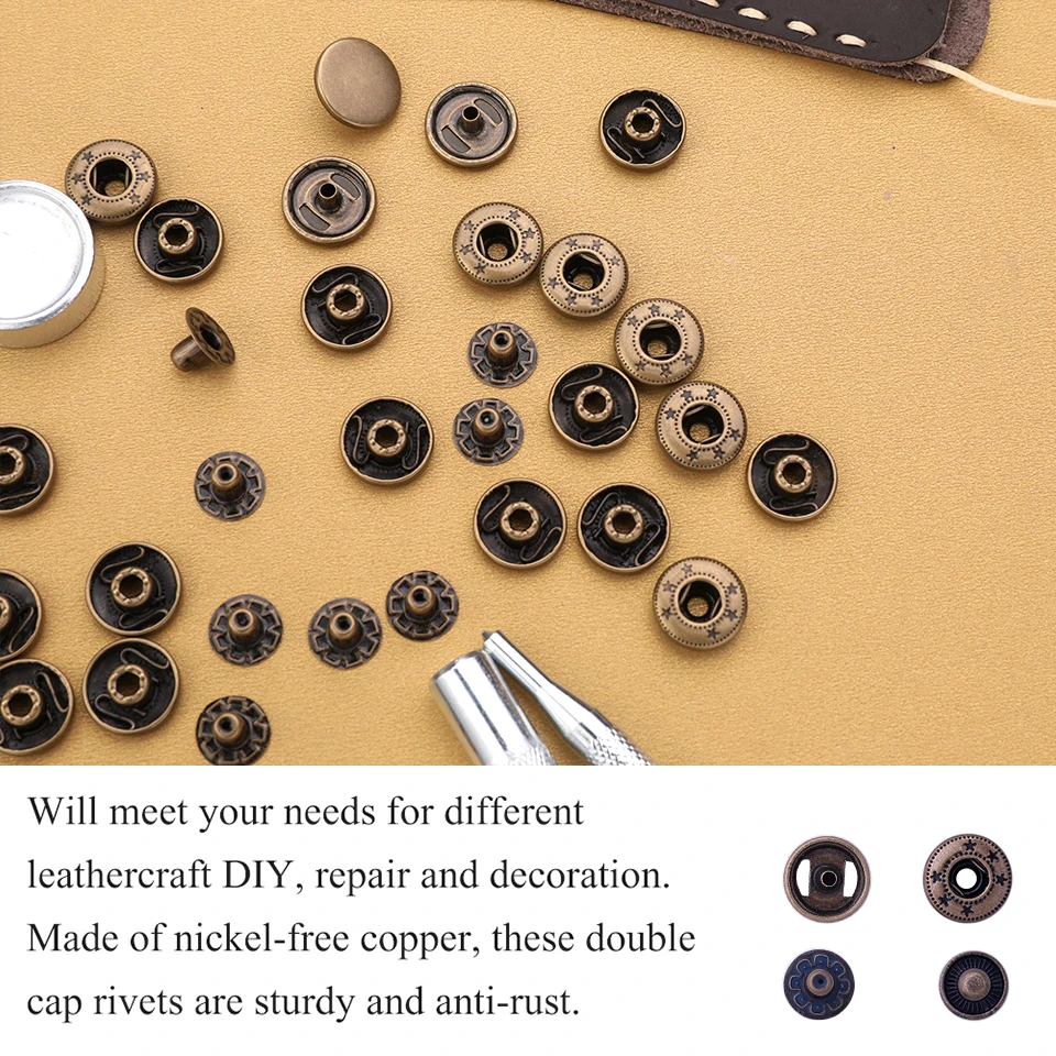 Leather Tools Leather Craft Tool Kit Leather Craft Tools Leather Craft Tool Snap Buttons Tools KRABALL Leather Snap Button Kit Professional Snap Fasteners Metal Press Studs With Installation Tools For Leather Craft Working