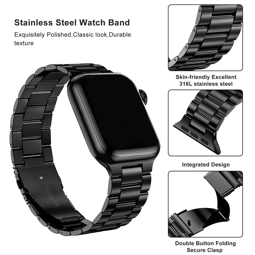 Sleek Stainless Steel Watch Band with Protective Ultra Bumper Cover