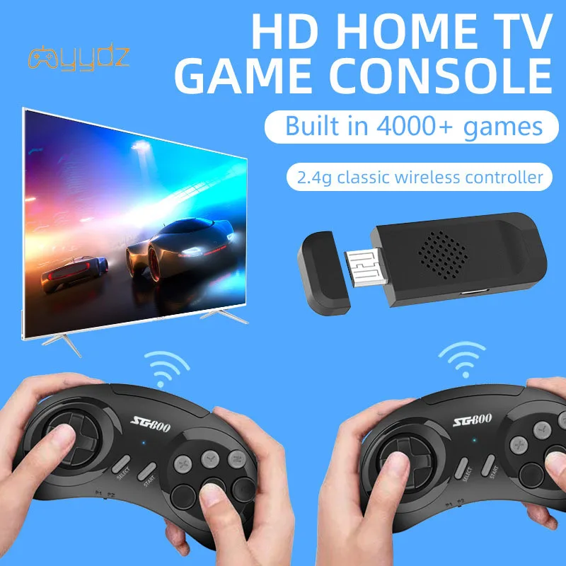 

Video Game Console 4GB Built-in 4000+ Games for Sega Genesis Game Stick HDMI Compatible Retro 2700+Dendy16 Bit Wireless Console