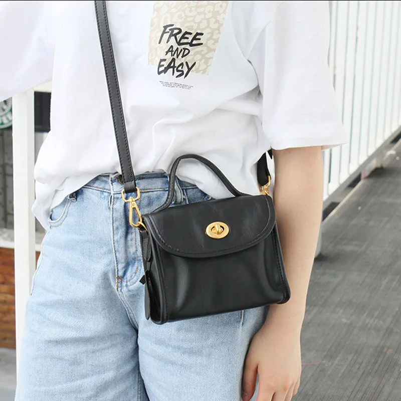 First Layer Leather Shoulder Bag For Women 2024 New Arrival Cowhide Crossbody Bags Casual Ladies Lock Flap Messenger Cross Body