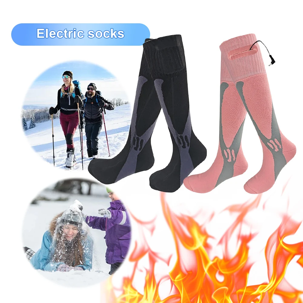 Winter Electric Heated Socks Fever Socks Rechargeable Thermal Heating Foot Warmer Outdoor for Skiing Camping Sports