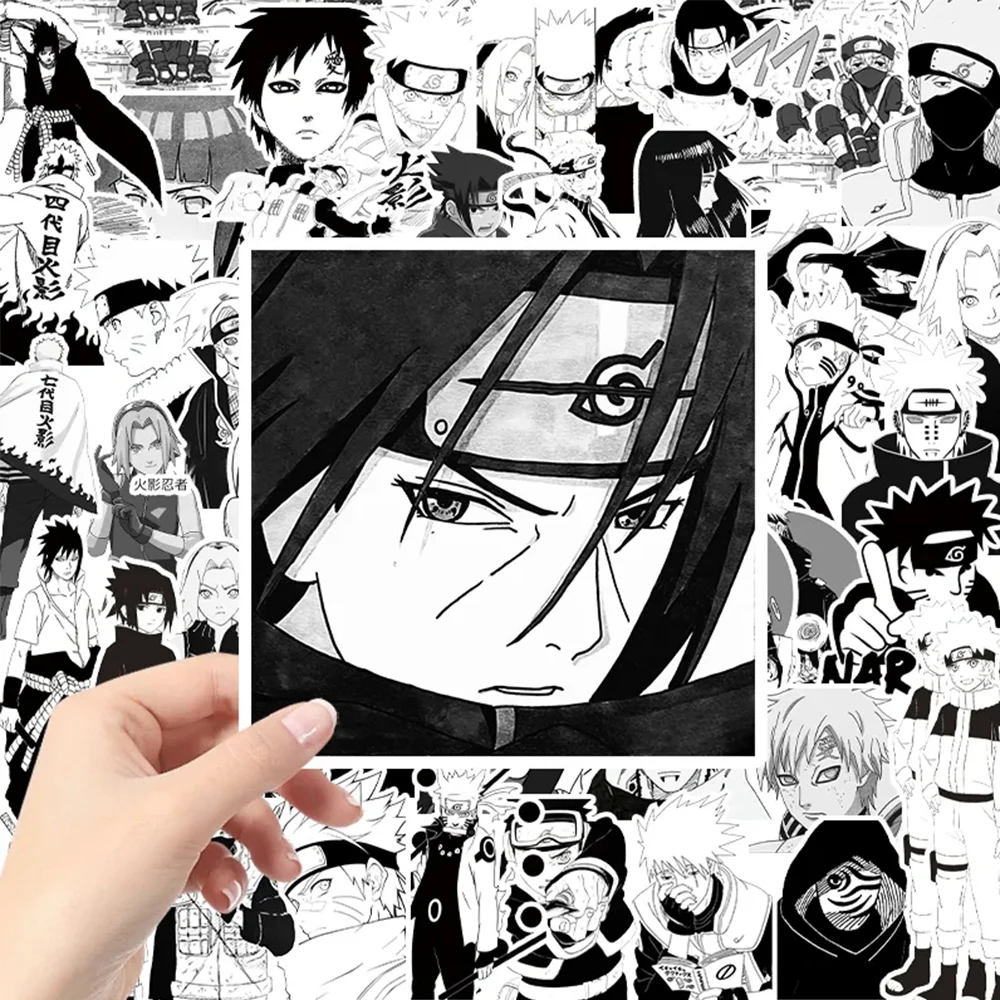 Black & White NARUTO Anime Graffiti Stickers - Cool Cartoon Waterproof Decals