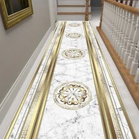 European Style Luxury White Long Corridor Carpet Marble Decoration Runners Non-slip Rugs Hall Stairs Passageway Easy Clean Mat 2