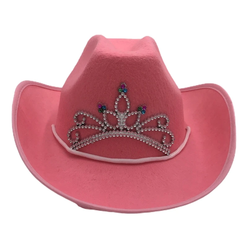 Cowboy Hat Birthday Party Hats Cowgirl Hats Women Performance Hat Feather Trim For Adults Party Cosplay F3MD
