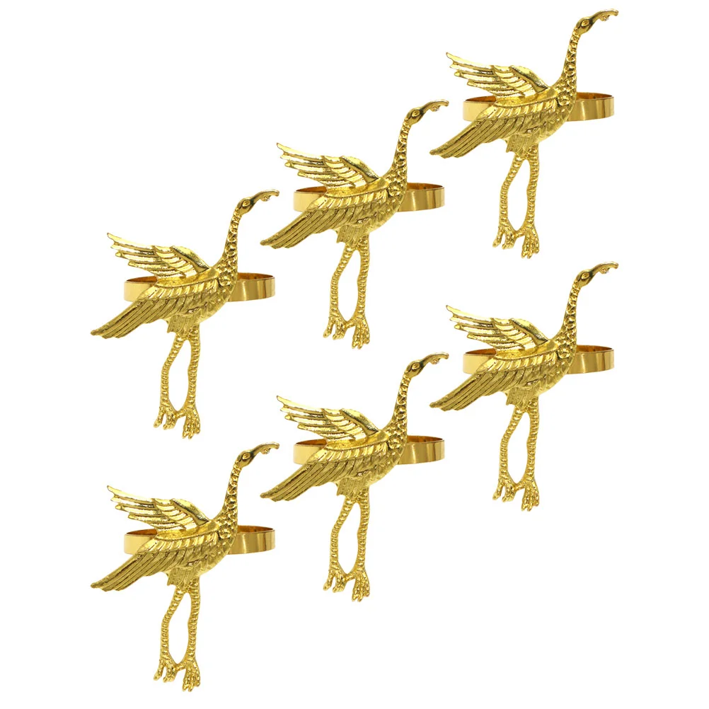 

6pcs Crane Napkin Buckles Dining Table Decorative Party Napkin Rings Napkin Buckles