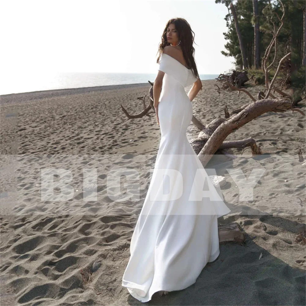 BIGDAY Mermaid Pleat Wedding Dress 2025 Off The Shoulder Open Back Pleat Sweep Train Bridal Gown Vestidos De Noiva Customized 9 S0618bc29a2c44a409c9f4ec07c885ea0b
