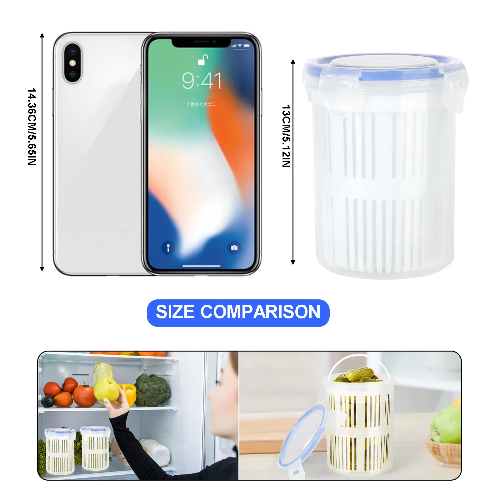 Multifunctional Food Container Pickle Jar with Strainer Insert Leak-Proof Lid Pickle Flip Jar Bucket Fresh Box Draining Basket 6