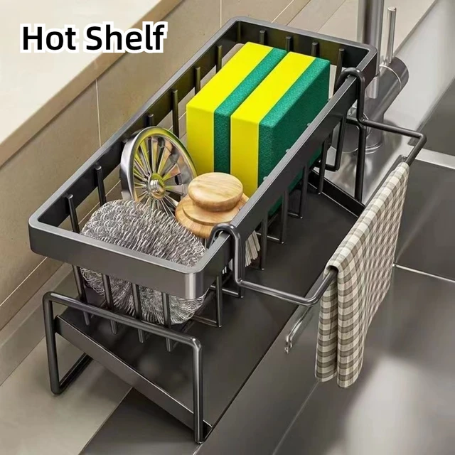 Kitchen Sink Drain Rack Storage Box Stainless Steel Self-draining Sink Detergent Sponge Rack Rag Towel Rack Filter Basket Shelf 2
