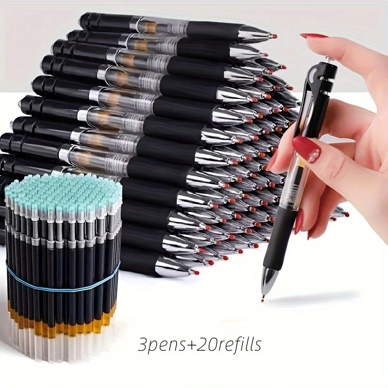 Press Type K35 Ballpoint Pen Set Large Capacity 0.5mm Gel Pen Black/Red/Blue Replaceable Refill Stationery Office Supplies 6