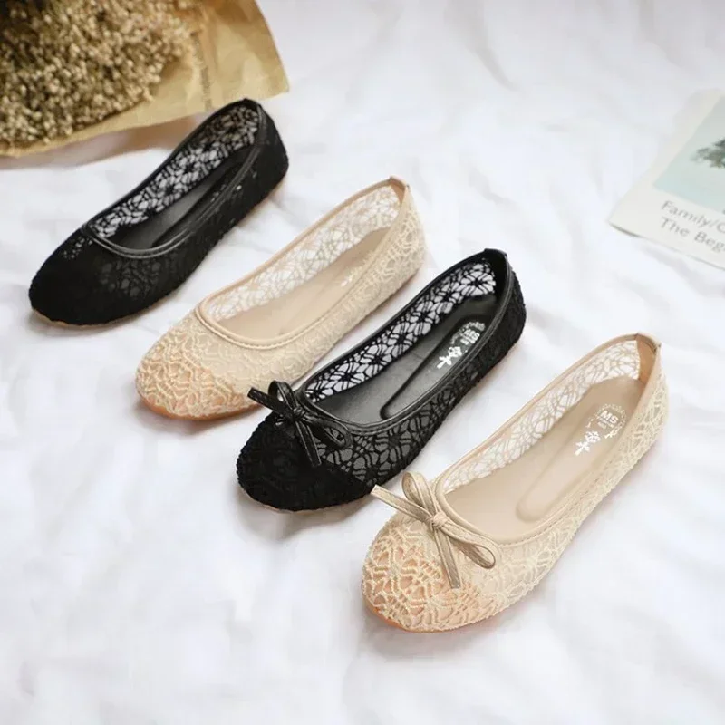 2024 New Women Flats Shoes Ballet Flats Fashion Bow-Knot Women Shoes Slip On Cut Outs Flat Sweet Hollow Summer Female Shoes 6