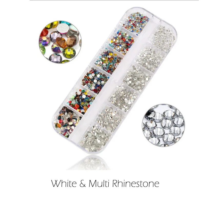 12Box/Set AB Crystal Rhinestone Diamond Gems 3D Glitter Nail Art Decoration  DIY✔