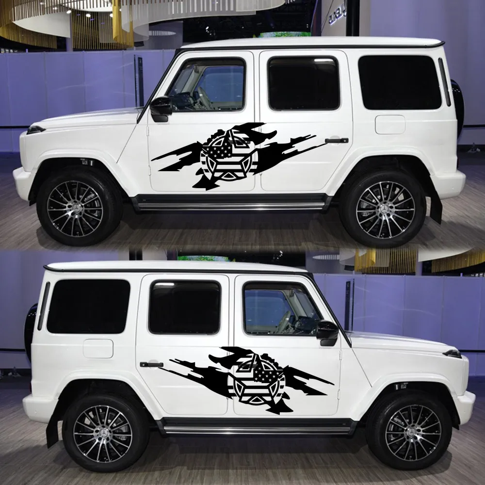 

Wholesale 2PC Side Door Vinyl Film Stylish Decal Stickers for Jeep Wrangler Reflective Stylish Auto Automobile Tuning Accessory