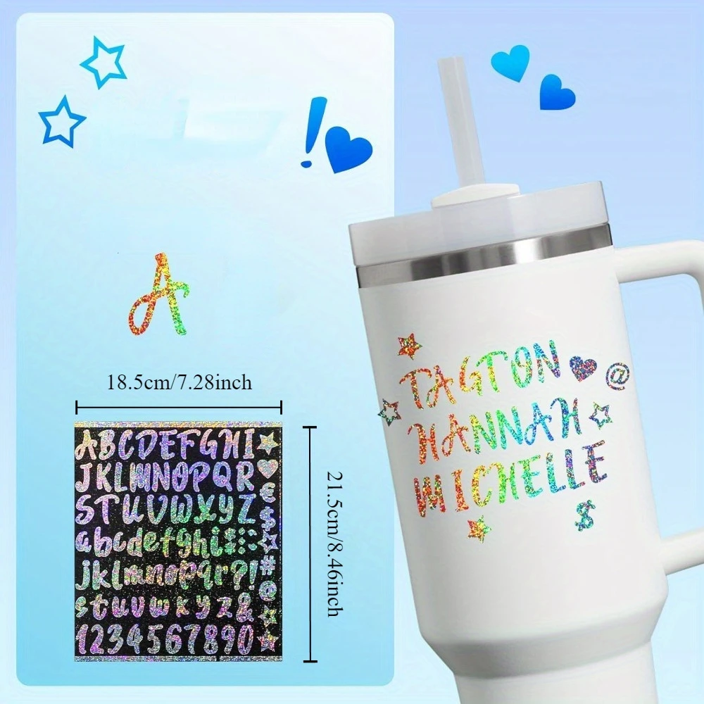 Number Stickers Letter Stickers Label Sticker Waterproof Laser Name Stickers 5-10pcs