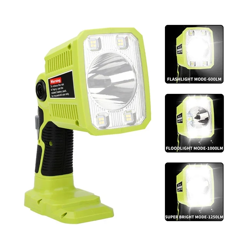 료비용 LED 손전등, 18W 리튬 니켈 배터리, P108, P104, 1250LM, LED 작업등, 스포트라이트, 비상 야외 조명