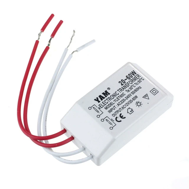 Transformateur électronique halogène 220v à 12v, 20-60w, lumière Led,  alimentation électrique, adapté aux lampes, outils de maison et d'extérieur  - AliExpress