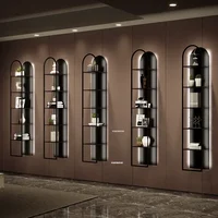 Bar Furniture Nordic Iron Storage Wine Rack Wall-mounted Wine Cabinets with Light Home Display Rack Multi-layer Bookshelf N