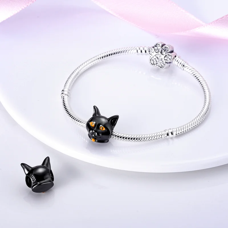XinYouZhi 925 Sterling Silver Charms for Bracelets DIY Kitten Cat Bracelet  Charm Beads for Women Girls Luxury Animal Lucky Bead Charms for Birthday