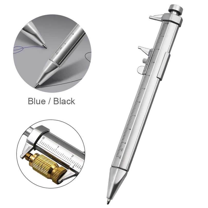 

Multifunctional Caliper Pen 0-100mm Unisex Ink Pen Vernier Caliper Roller Ball-Point Ballpoint Pen for Student Supplies Gift