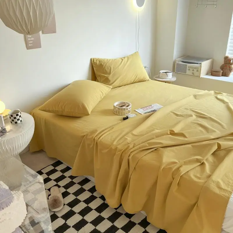 Solid Simple Sheets Household Bedroom Universal Skin-friendly Bedcover Washable Adults Students Bedding Thicken King Queen Size 3
