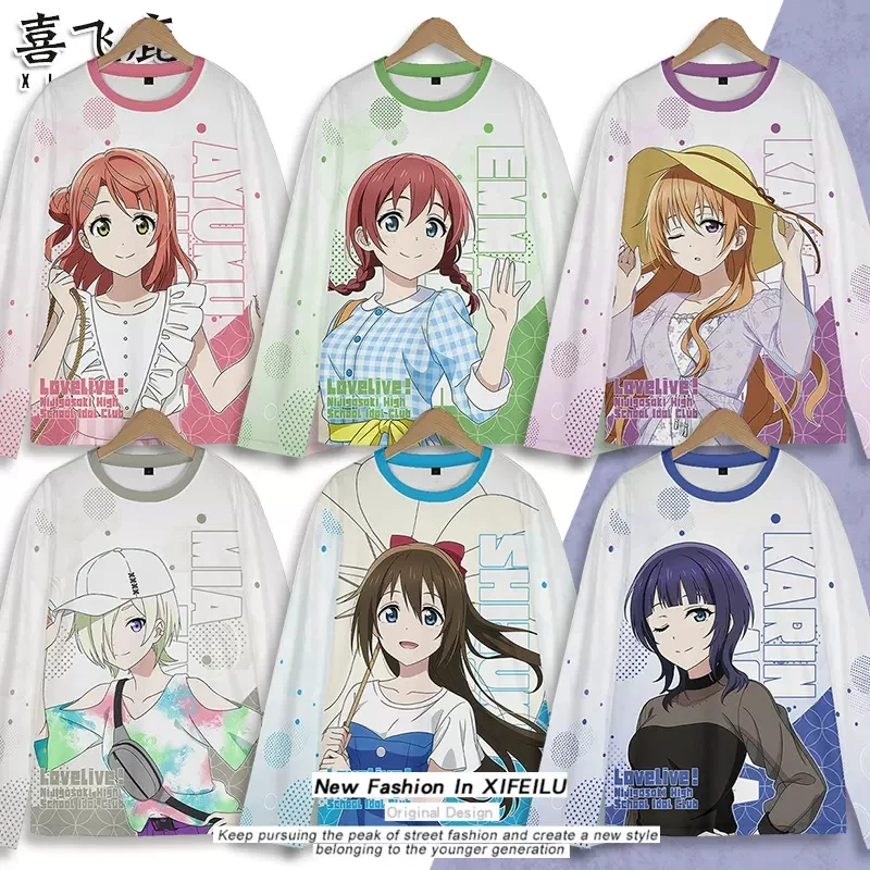 

Anime LoveLive! Osaka Shizuku Uehara Ayumu Loose Long Sleeve T-shirt Tee Student Cosplay Costume Men Women Blouse Pullover Tops