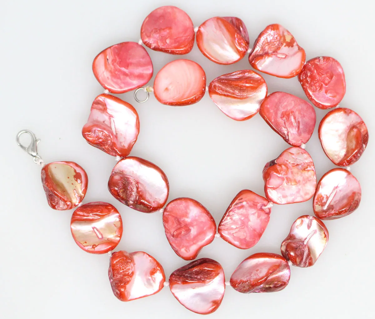 Beauty 15mm-18mm Baroque Shell Mother of Pearl Handmade Necklace 17.5inches Choose Color