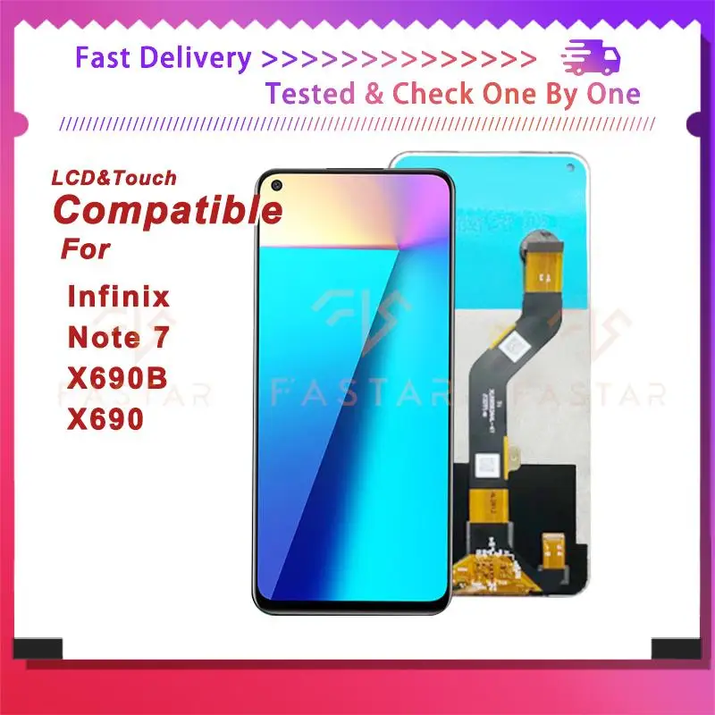 

6.95"Tested For Infinix Note7 X690B X690 LCD Display Touch Digitizer Assembly Replacement Phone Screen Infinix Note 7 lcd