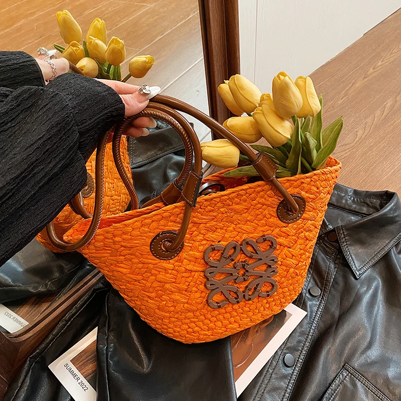 

Женская модная плетеная Сумка-мешок, лето 2024, женские плетеные пляжные сумки из травы, вместительная Портативная сумка для отдыха, экологичная