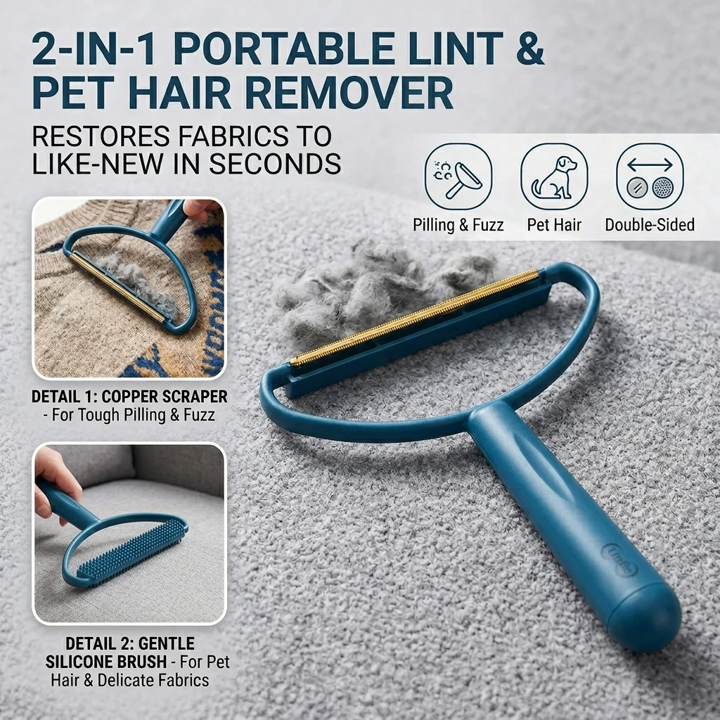 Compact Fabric Shaver and Lint Remover for Clothing and Upholstery