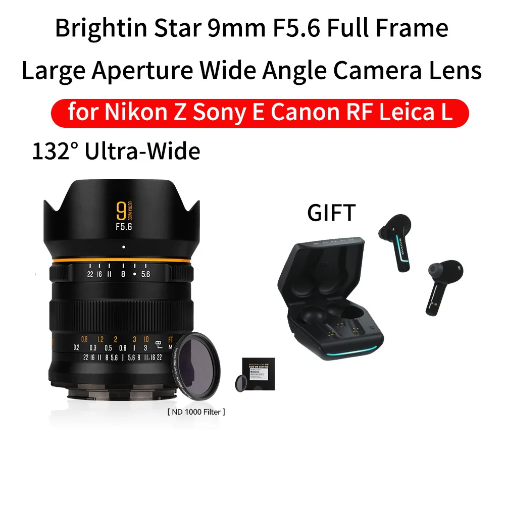 Brightin Star 9Mm F5.6 Full Frame Obiettivo Grandangolare Ad Ampia Apertura Per Nikon Z Sony E Canon Rf Leica L