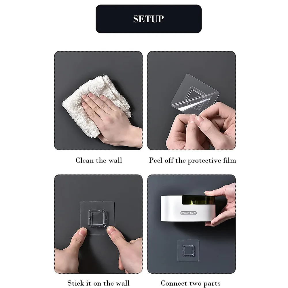 Cigarettes Ashtray Wall Mounted Desktop Smoking Ashtray Lid Cigarette Ash Holder Bathroom Livingroom Indoor Outdoor Use