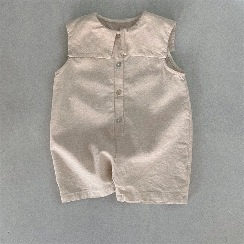 Baby Rompers Sleeveless Short Jumpsuits Cotton Toddler Boy Girl