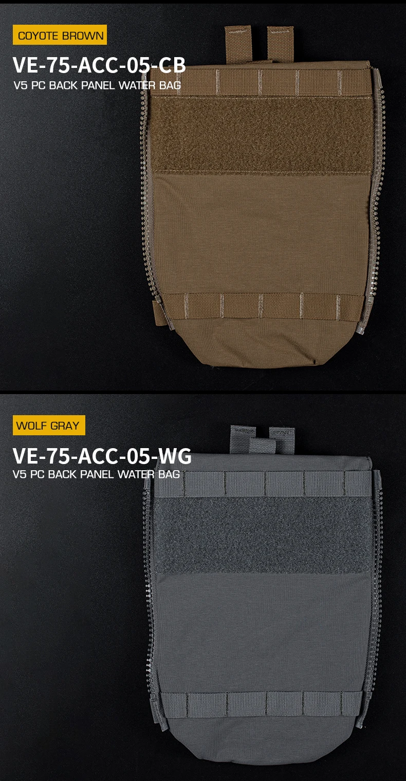 Tactical V5 FCPC Back Panel Water Bag with Side Zipper Airsoft Plate Carrier MOLLE Adapter Hunting Airsoft Gear