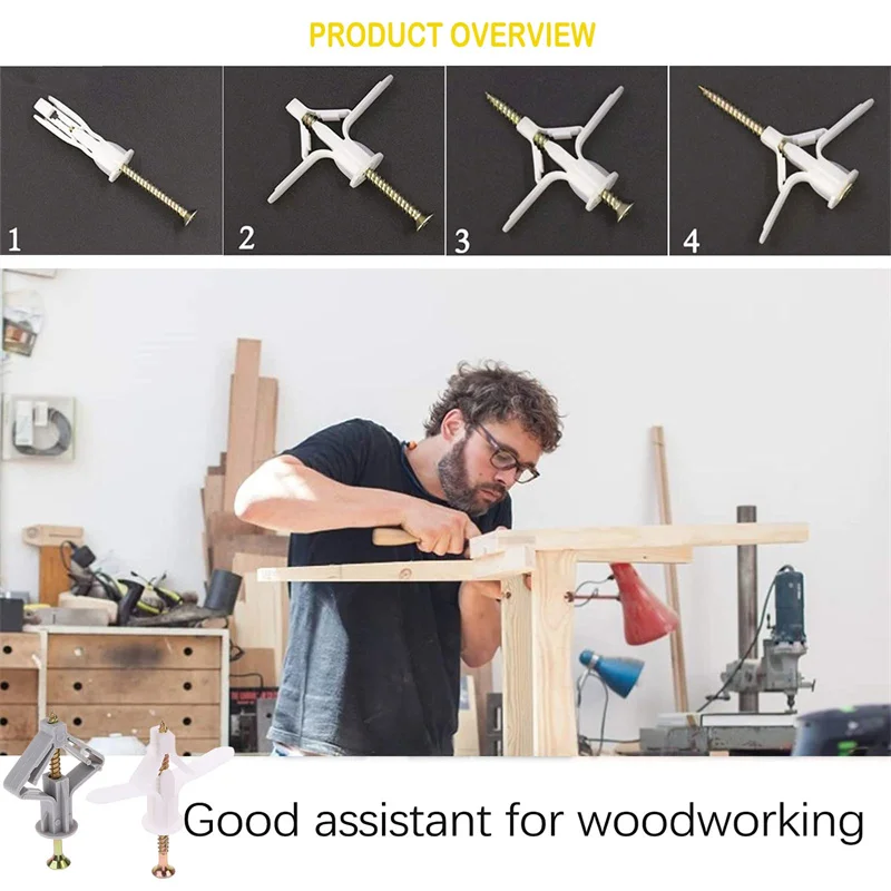 50/100Pcs Expansion Drywall Anchor Kit With Screws Self Drilling Wall Home Pierced Special For Nylon Plastic Gypsum Board