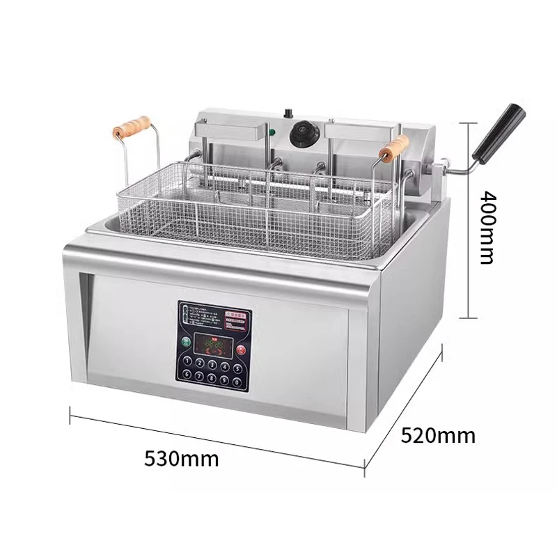 20L Electric Fryer Commercial Intelligent Automatic Lifting Fryer Double Cylinder Large Capacity Fried Chicken Chop French