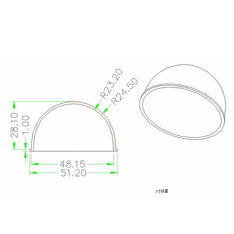 2 inch HD transparent acrylic Dome high light transmission anti-aging Camera Dome Cover PC material indoor and outdoor,security camera cover