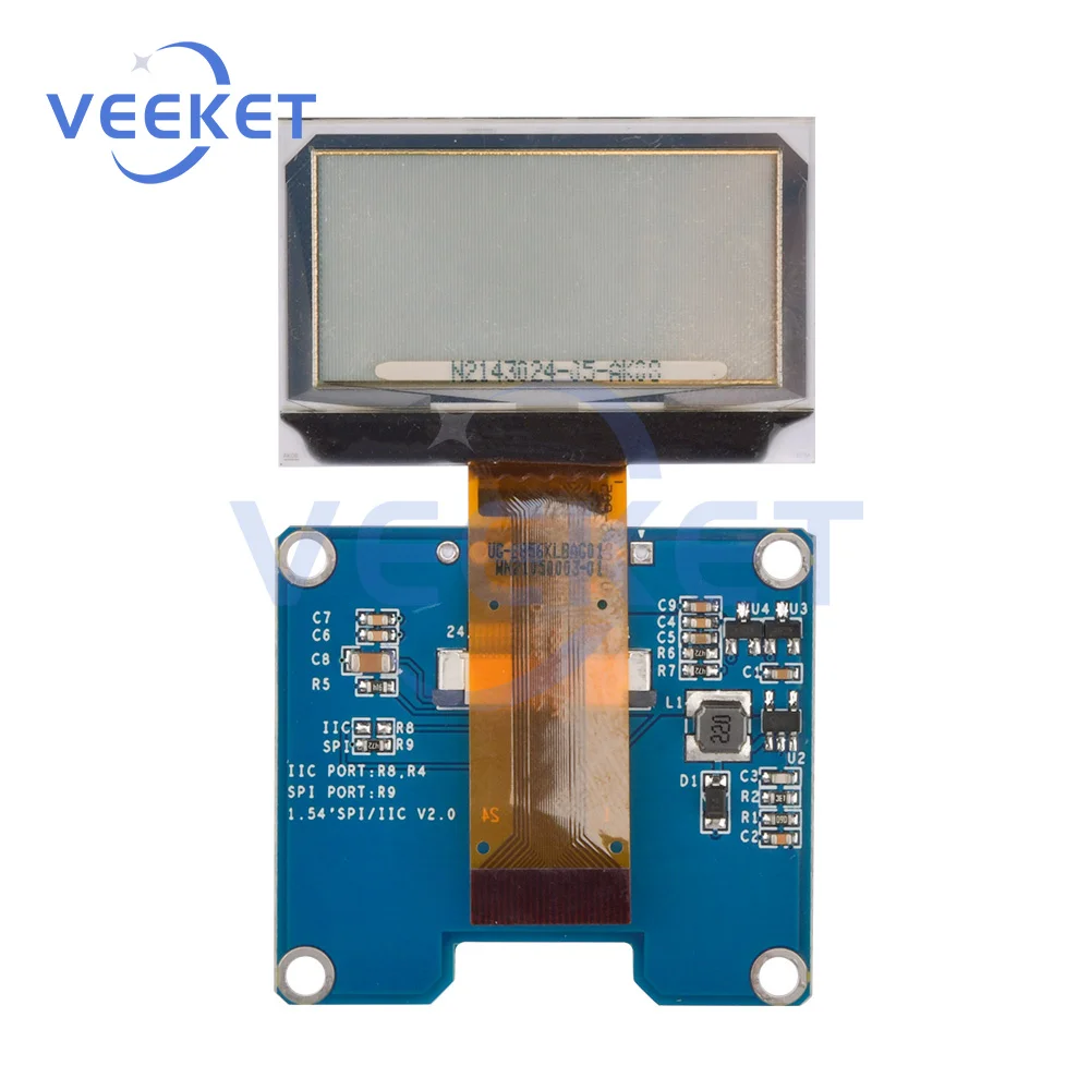 1.51 Inch 24PIN SPI/IIC/Parallel COG 3.3V Blue PMOLED Transparent OLED Screen SSD1309 Graphic 128x64 128x56 Display