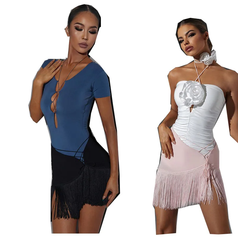 

latin dress black sexy latin competition dress Salsa Samba Rumba dress pink white blue black2348