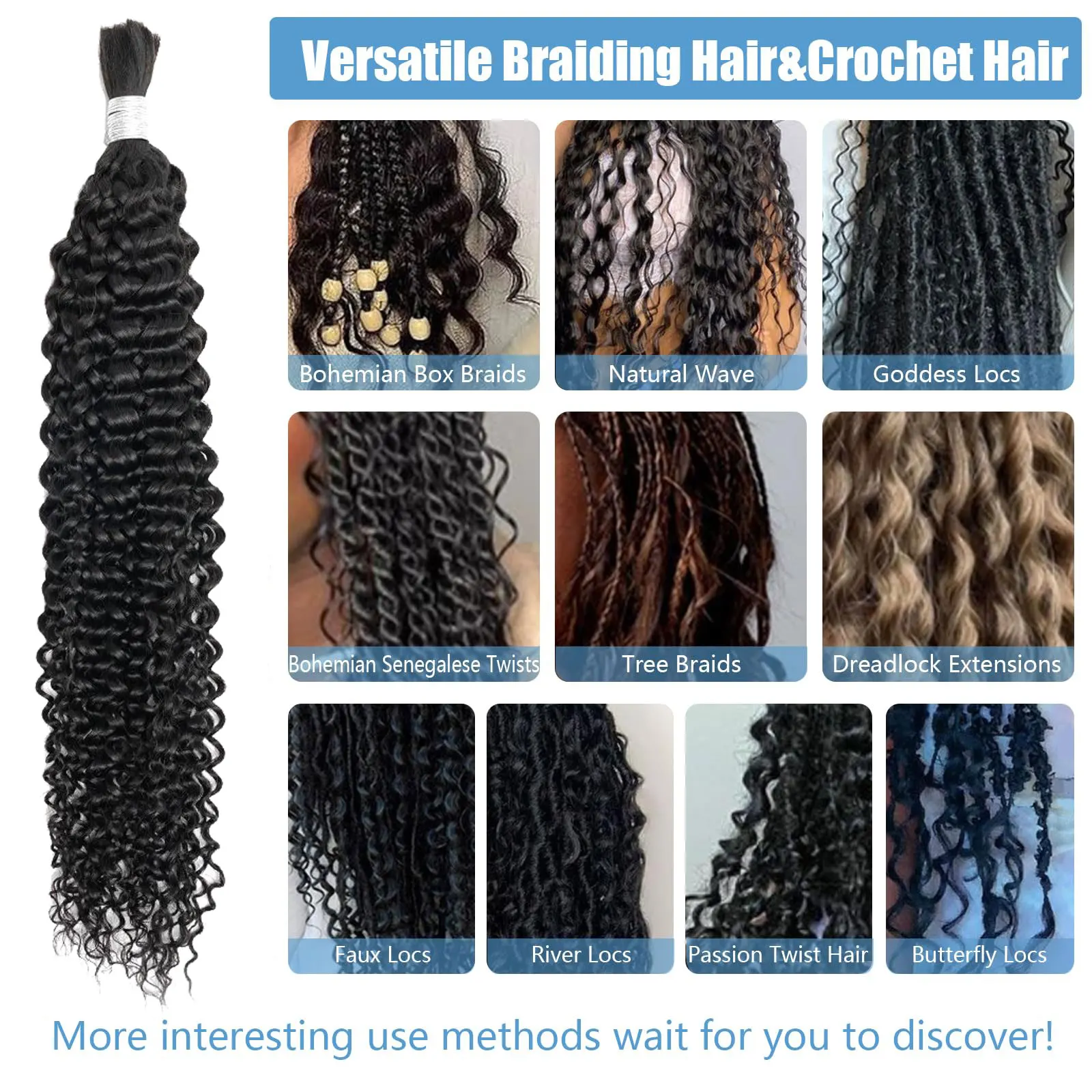 Bulk Hair For Braiding Jerry Curly Remy Indian Human Hair 10 to 28 Inches 50g/piece Extension
