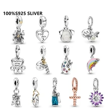 

S925 Sterling Silver Beads My Best Friend Rainbow Castle Double Pendant Charm Fit Original Pandoraer Bracelet Women Jewelry DIY