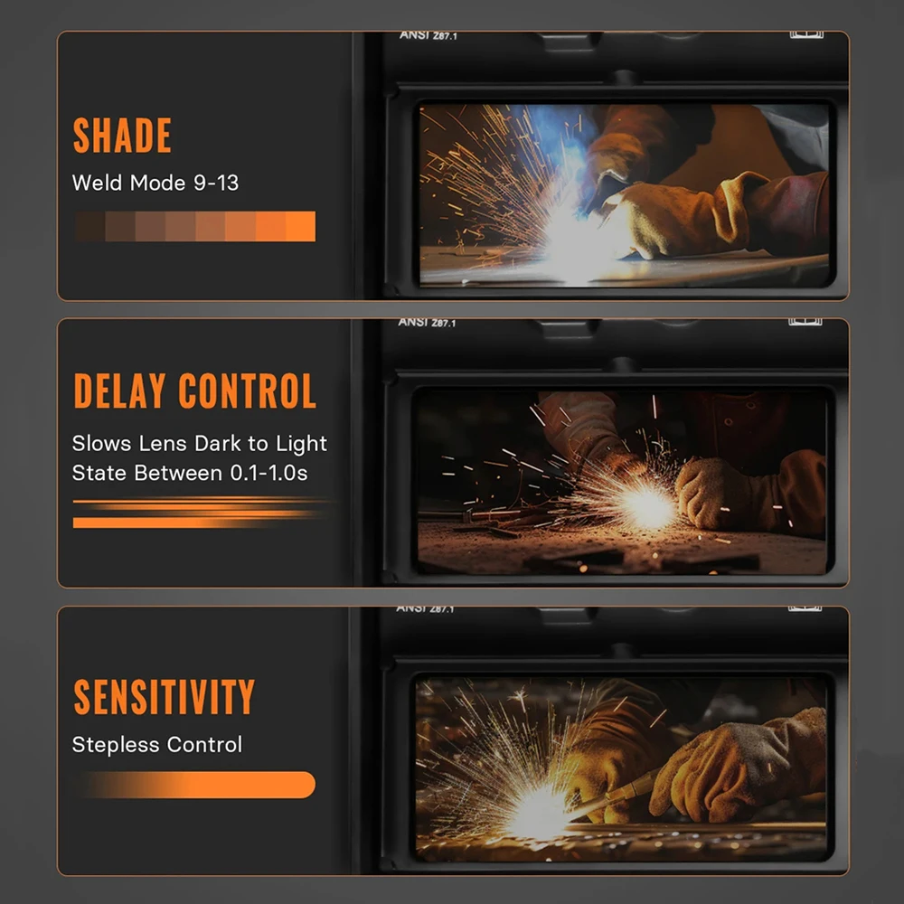 HITBOX Maschera per casco per saldatura Oscuramento automatico per saldatrice MIG TIG ARC Casco per saldatura a colori Ture Casco per visione super grande - immagine 4
