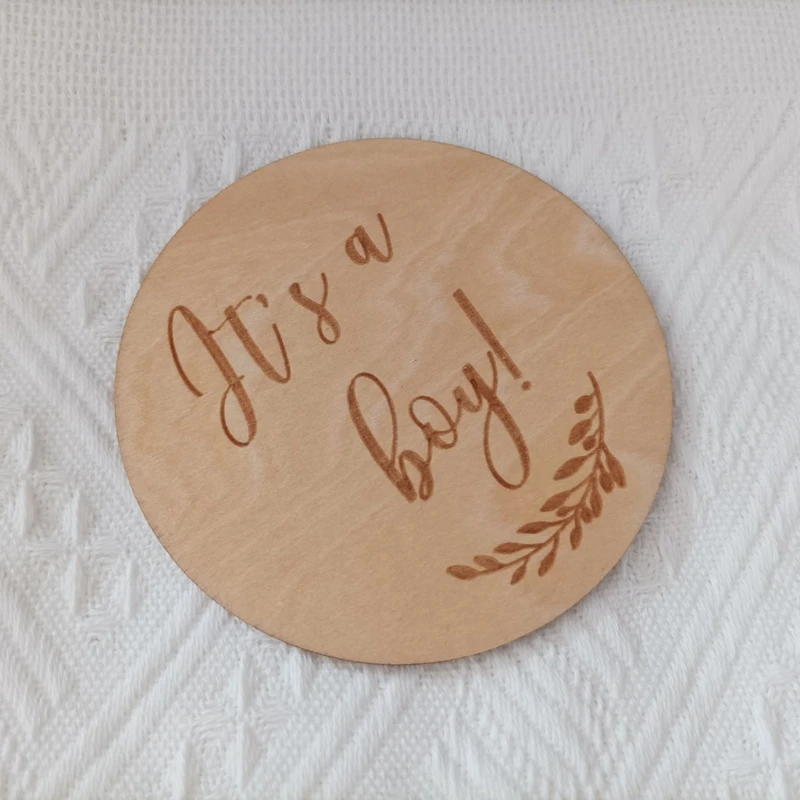 Wooden Monthly Cards Baby Birth Announcement Cards Months Signs Card Baby Milestone Card Printed Milestone Circle Disc