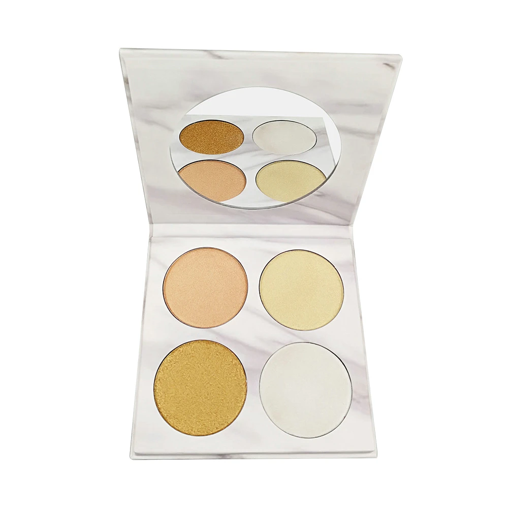 

4-color Shimmering Waterproof Private Label Highlighter Palette Custom Bulk Makeup Marble Highlight Eyeshadow Brighten