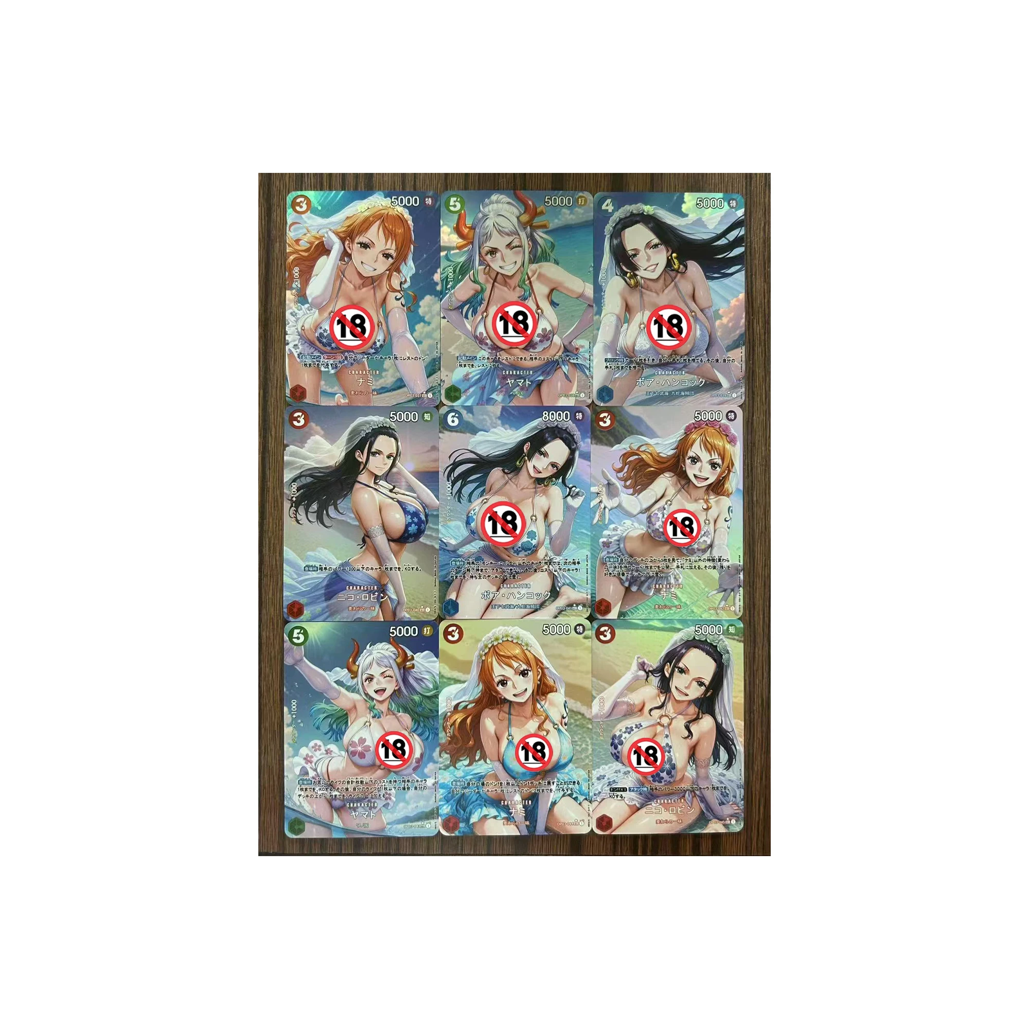 9Pcs/set Diy One Piece Girl Nami Hancock Yamato Robin Wedding Theme Collection Color Flash Cards Uta Perona Vivi Anime Toy Card