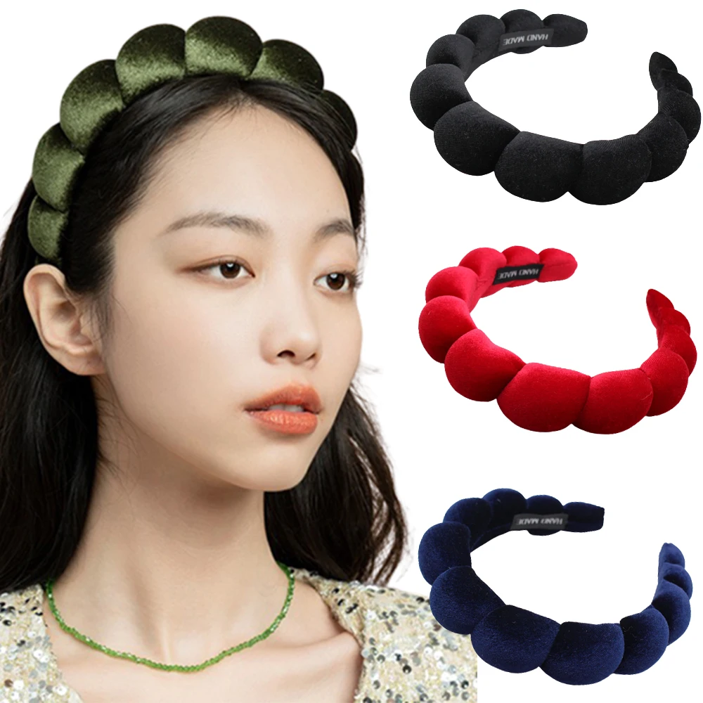 Fashion Padded Headbands for Women Wide Bezel Hairbands Thick Velvet Hair Hoop Girls Sponge Non-slip Hairband Hair Accessories
