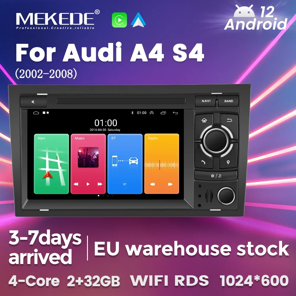 Lettore Multimediale Radio Di Navigazione Gps Per Auto Per Audi A4 S4 B6 B7 Rs4 8E 8H 8F B9 Seat Exeo 2002-2008 Android 12 Bt Car/Play Auto Lettore Mu