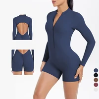 Women's Sports Shapewear Women Zipper Short Sleeve one piece Gym suit Breathable Quick Drying Sports Yoga Clothing Bodysuit