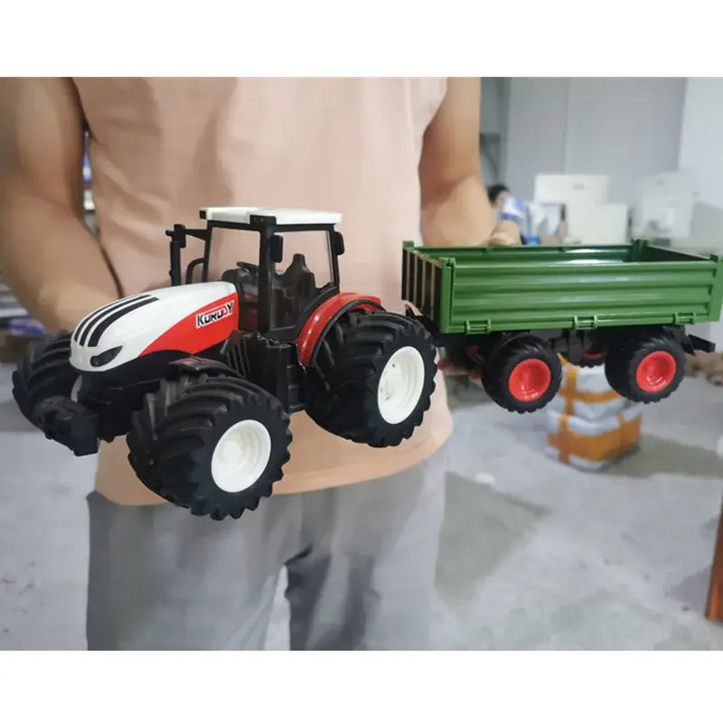1/24 2.4G RC Farmer Toys Set Tractor Trailer with LED Headlight Remote Control Car Truck Farming Simulator for Children Kid Gift 2