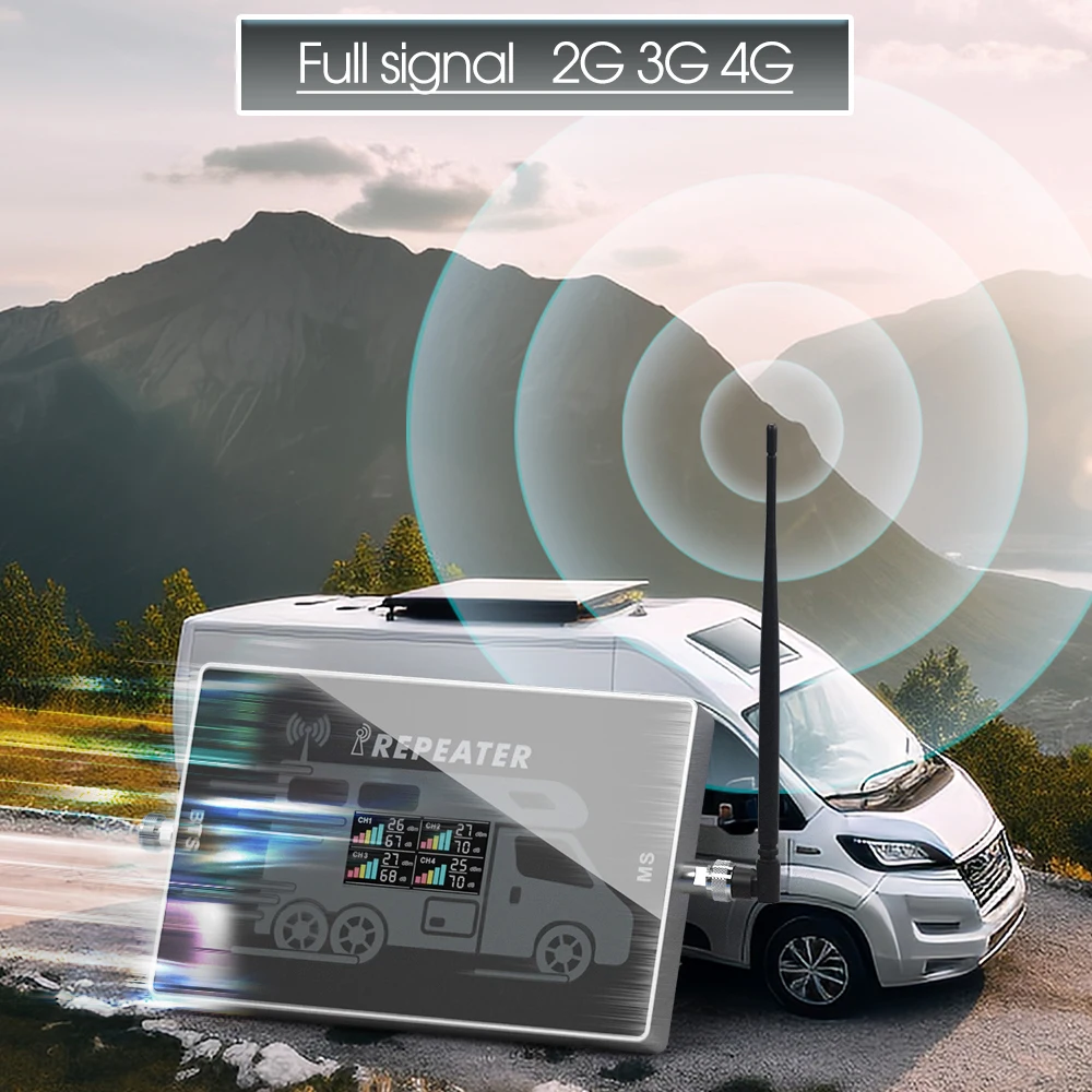 Lintratek 차량용 4 밴드 셀룰러 앰프 LTE B20 폰 부스터, 800 900 1800 2100 2600 700 B28MHz GSM 2G 3G 4G 신호 리피터