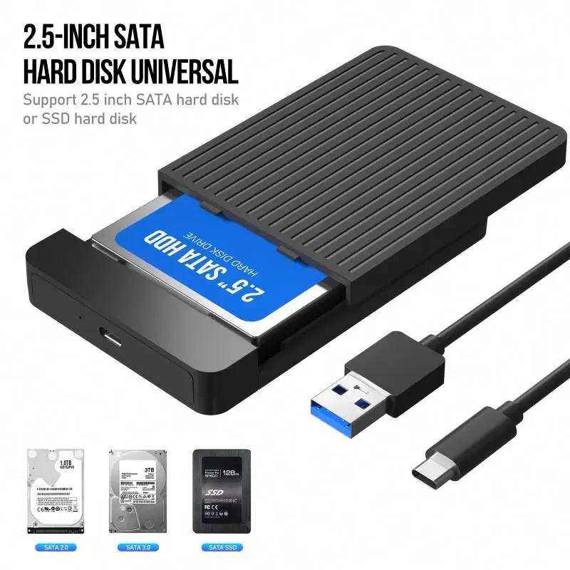 2.5 SATA에서 USB3.1/3.0 어댑터 케이블, 휴대용 외장 하드 드라이브 케이스, LED 표시기, SSD 디스크 HDD 박스, C타입 3.1 케이스
