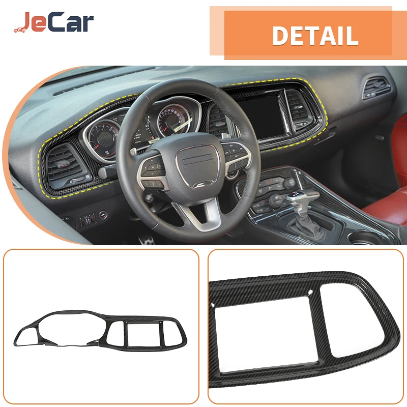JeCar 자동차 중앙 제어 계기판 커버, 스티어링 휠 인테리어 스티커 키트, 닷지 챌린저 2009 업 액세서리